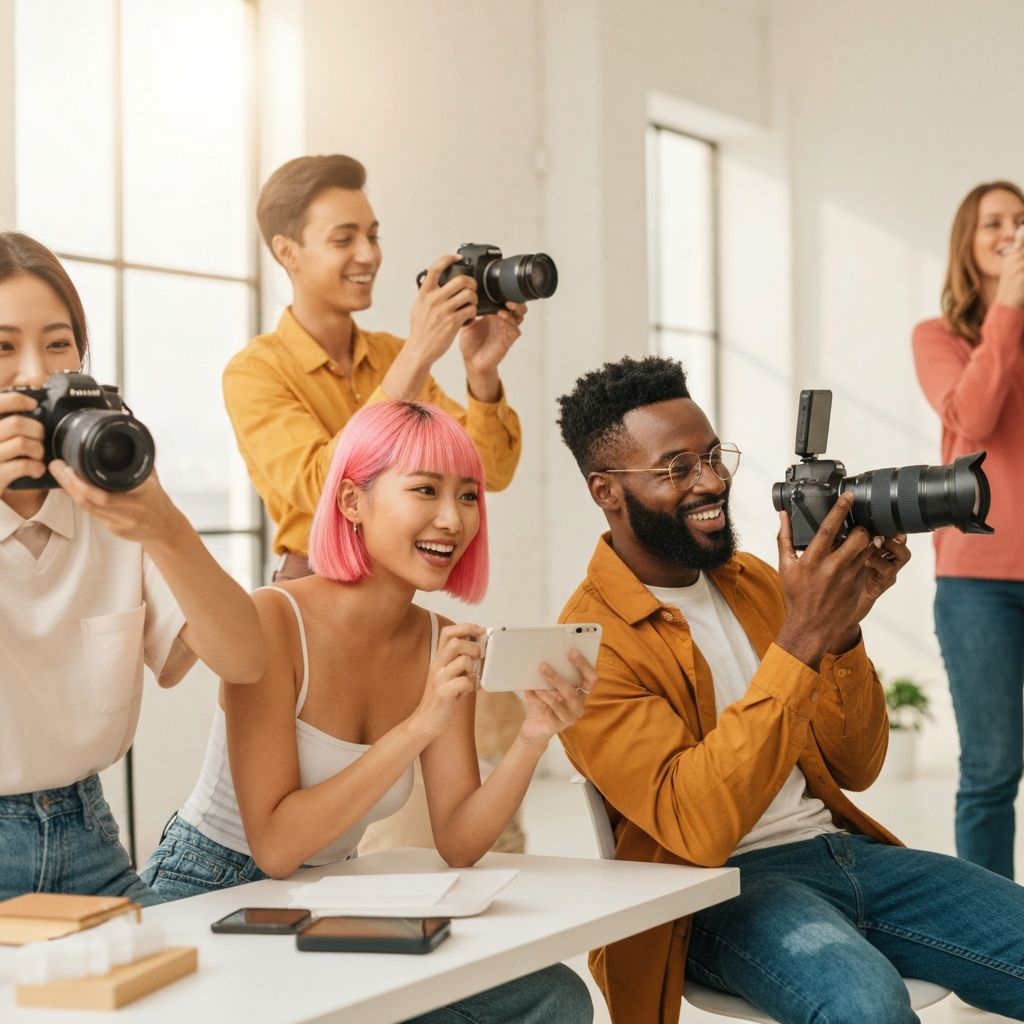 Influenciadores criando conteúdo